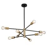 Mid-century 2-Tier Black Brass Sputnik Chandelier - Image 7