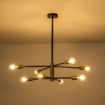 Mid-century 2-Tier Black Brass Sputnik Chandelier - Image 15