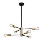 Mid-century 2-Tier Black Brass Sputnik Chandelier - Image 5