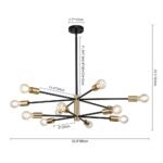 Mid-century 2-Tier Black Brass Sputnik Chandelier - Image 18