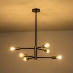 Mid-century 2-Tier Black Brass Sputnik Chandelier - Image 12