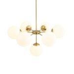 Mid-Century 7-light Brass Opal Glass Globe Sputnik Chandelier - Image 10