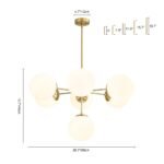 Mid-Century 7-light Brass Opal Glass Globe Sputnik Chandelier - Image 19