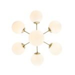 Mid-Century 7-light Brass Opal Glass Globe Sputnik Chandelier - Image 12