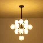 Mid-Century Frosted Glass Bubble Tiered Sputnik Chandelier - Image 13