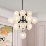 Mid-Century Frosted Glass Bubble Tiered Sputnik Chandelier - Image 3
