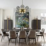 Modern 18-Light Cluster Gray Glass Bubble Chandelier