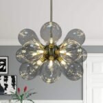 Modern 18-Light Cluster Gray Glass Bubble Chandelier - Image 2