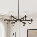 Modern 6-Light Candle Style Clear Glass Round Chandelier - Image 3