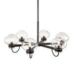 Modern 6-Light Candle Style Clear Glass Round Chandelier - Image 9