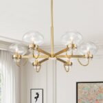 Modern 6-Light Candle Style Clear Glass Round Chandelier