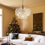 Modern Cluster Ribbed Glass Globe Bubble Chandelier - Image 3