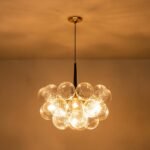 Modern Cluster Ribbed Glass Globe Bubble Chandelier - Image 9