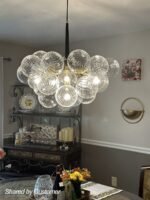 Modern Cluster Ribbed Glass Globe Bubble Chandelier - Image 6