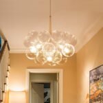 Modern Cluster Ribbed Glass Globe Bubble Chandelier - Image 2