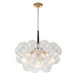 Modern Cluster Ribbed Glass Globe Bubble Chandelier - Image 8