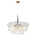 Modern Cluster Ribbed Glass Globe Bubble Chandelier - Image 7