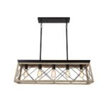 Modern Farmhouse 5-light Kitchen Island Faux Wood Linear Chandelier Pendant - Image 18