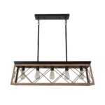 Modern Farmhouse 5-light Kitchen Island Faux Wood Linear Chandelier Pendant - Image 12