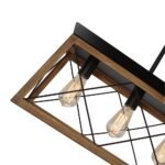 Modern Farmhouse 5-light Kitchen Island Faux Wood Linear Chandelier Pendant - Image 16