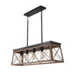 Modern Farmhouse 5-light Kitchen Island Faux Wood Linear Chandelier Pendant - Image 13
