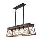 Modern Farmhouse 5-light Kitchen Island Faux Wood Linear Chandelier Pendant - Image 10