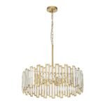 Modern Glam Brass 6-Light Crystal Drum Cage Chandelier - Image 10