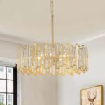 Modern Glam Brass 6-Light Crystal Drum Cage Chandelier