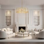 Modern Glam Brass 6-Light Crystal Drum Cage Chandelier - Image 2