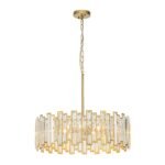 Modern Glam Brass 6-Light Crystal Drum Cage Chandelier - Image 7