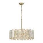 Modern Glam Brass 6-Light Crystal Drum Cage Chandelier - Image 8