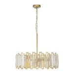 Modern Glam Brass 6-Light Crystal Drum Cage Chandelier - Image 6