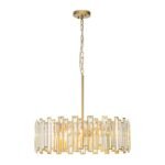 Modern Glam Brass 6-Light Crystal Drum Cage Chandelier - Image 5