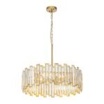 Modern Glam Brass 6-Light Crystal Drum Cage Chandelier - Image 9