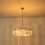 Modern Glam Brass 6-Light Crystal Drum Cage Chandelier - Image 4
