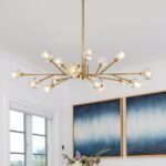 Modern Mid-century Brass Crystal Sputnik Chandelier - Image 3