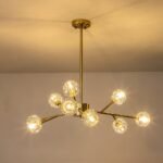 Modern Mid-century Brass Crystal Sputnik Chandelier - Image 7