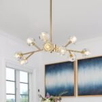 Modern Mid-century Brass Crystal Sputnik Chandelier - Image 2