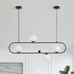 Modern Style 4-Light Glass Globe Linear Island Chandelier - Image 3