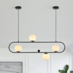 Modern Style 4-Light Glass Globe Linear Island Chandelier - Image 2