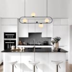 Modern Style 4-Light Glass Globe Linear Island Chandelier
