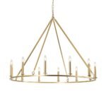 Oversized Chic Brass Candle Style Wagon Wheel Chandelier - Image 3