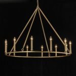 Oversized Chic Brass Candle Style Wagon Wheel Chandelier - Image 10