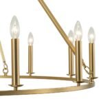 Oversized Chic Brass Candle Style Wagon Wheel Chandelier - Image 8