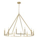 Oversized Chic Brass Candle Style Wagon Wheel Chandelier - Image 4