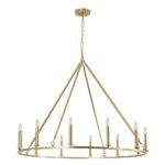 Oversized Chic Brass Candle Style Wagon Wheel Chandelier - Image 5