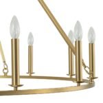 Oversized Chic Brass Candle Style Wagon Wheel Chandelier - Image 9