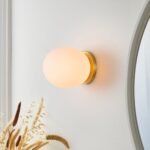 Simple Gold 1-light Frosted Glass Egg Wall Light