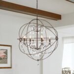 Vintage 8-Light Crystal Orb Pendant Chandelier