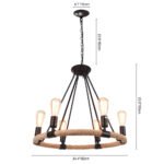 Vintage Hemp Rope Wheel Chandelier - Image 11